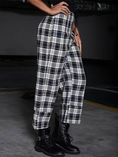 Full Size Plaid High Waist Pants for a perfect OOTD – dress to impress outfits from Amexza