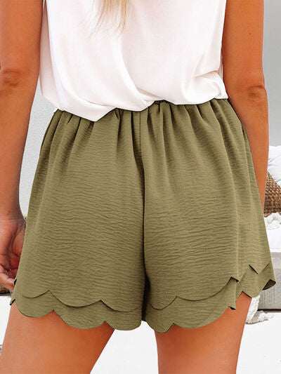 Tied Layered Scalloped Hem Shorts for a perfect OOTD – dress to impress outfits from Amexza