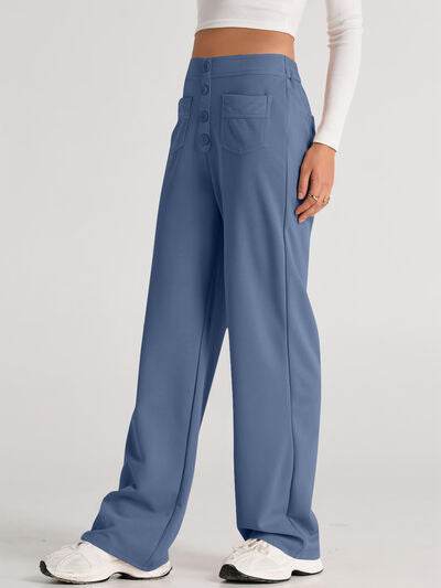 High Waist Wide Leg Pants - Amexza