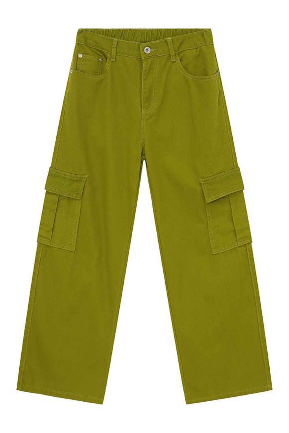 Hight Rise Wide Leg Cargo Pants Lime for a perfect OOTD – dress to impress outfits from Amexza