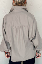 Button Down Collared Neck Long Sleeve Shirt - Amexza