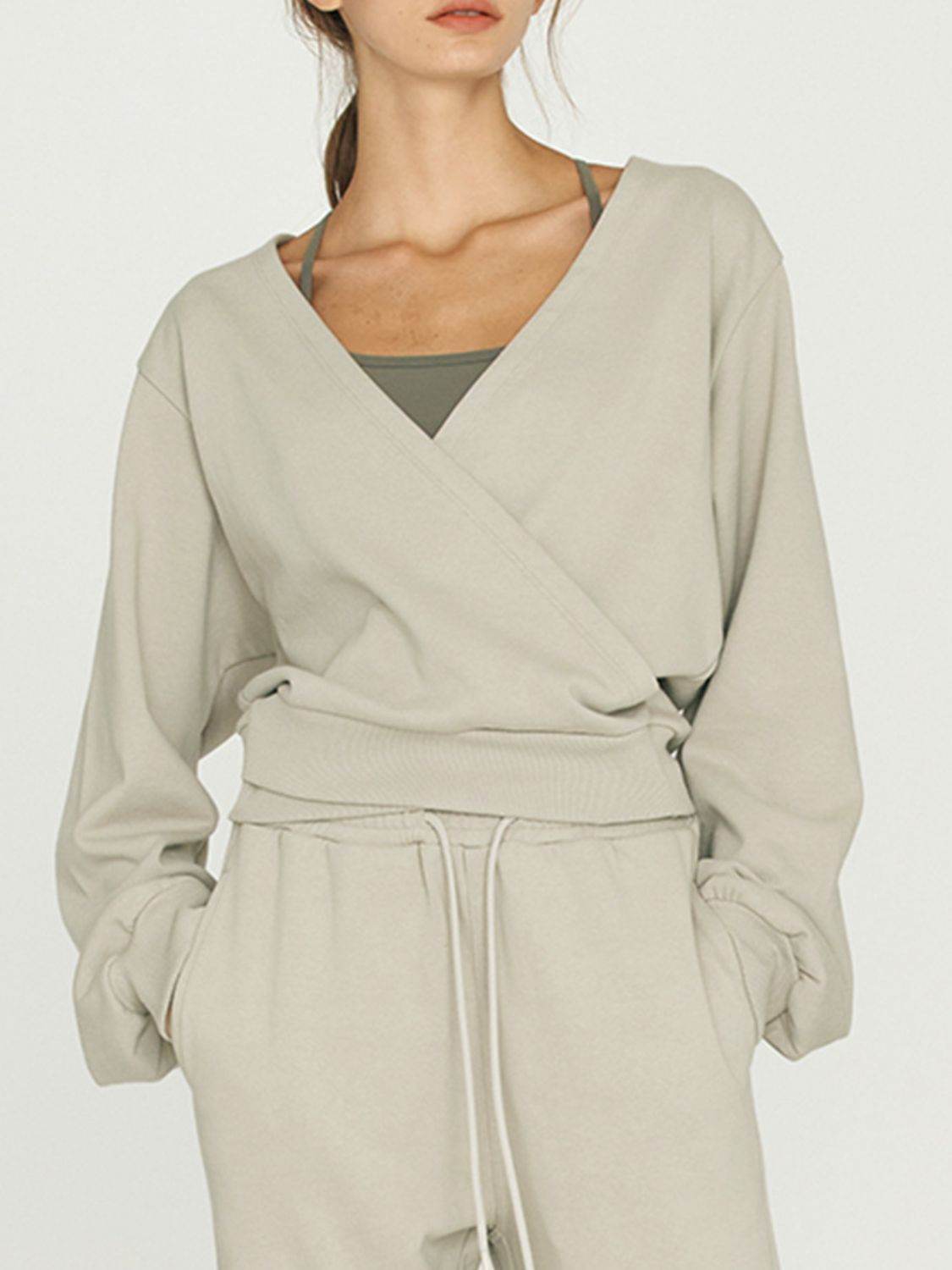 Surplice Long Sleeve Sweatshirt - Amexza