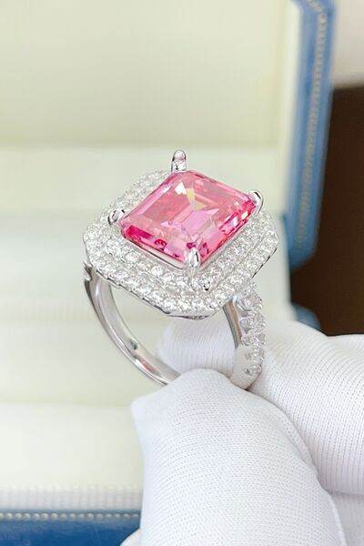 2 Carat Moissanite 925 Sterling Silver Ring Hot Pink for a perfect OOTD – dress to impress outfits from Amexza