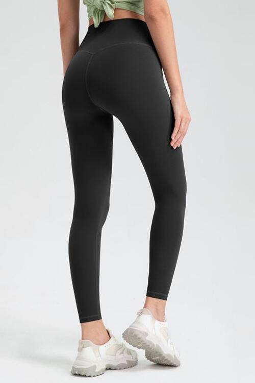 Wide Waistband High Waist Sport Leggings - Amexza