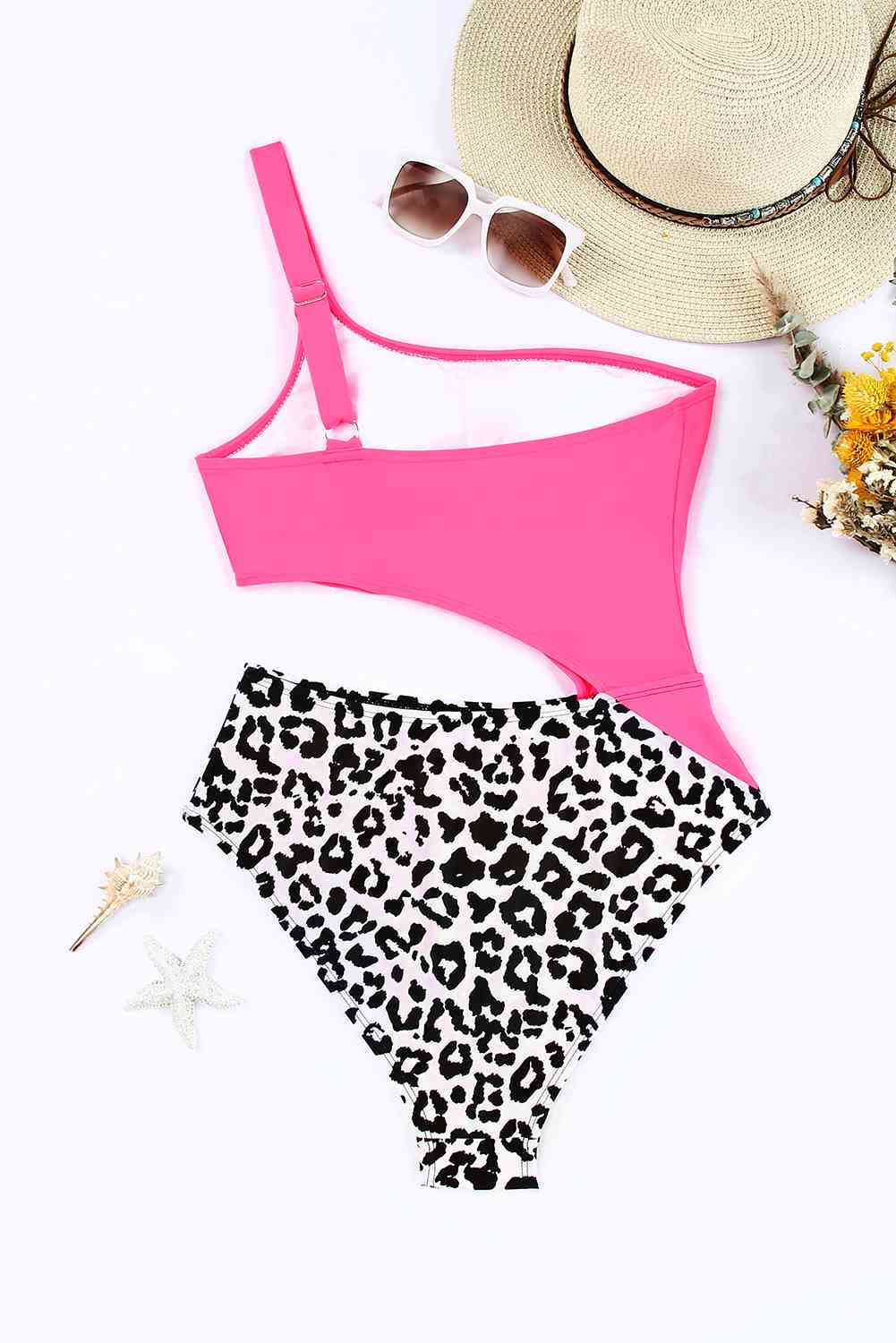 Leopard Cutout One-Shoulder One-Piece Swimsuit for a perfect OOTD – dress to impress outfits from Amexza