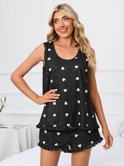 Heart Scoop Neck Tank and Shorts Lounge Set for a perfect OOTD – dress to impress outfits from Amexza