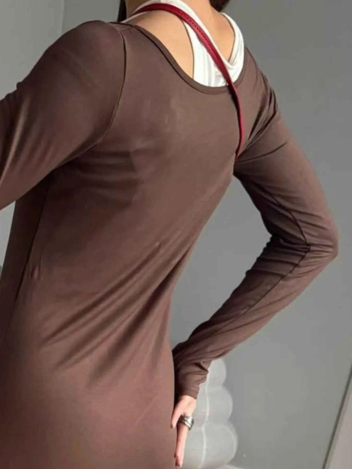 Contrast Long Sleeve Maxi Dress