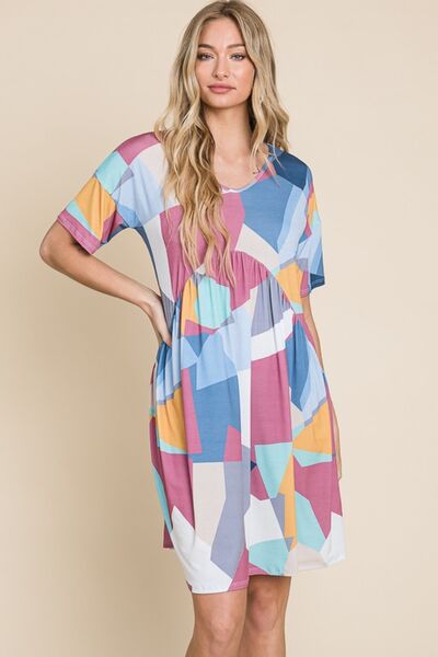 BOMBOM Ruched Color Block Short Sleeve Dress for a perfect OOTD – dress to impress outfits from Amexza