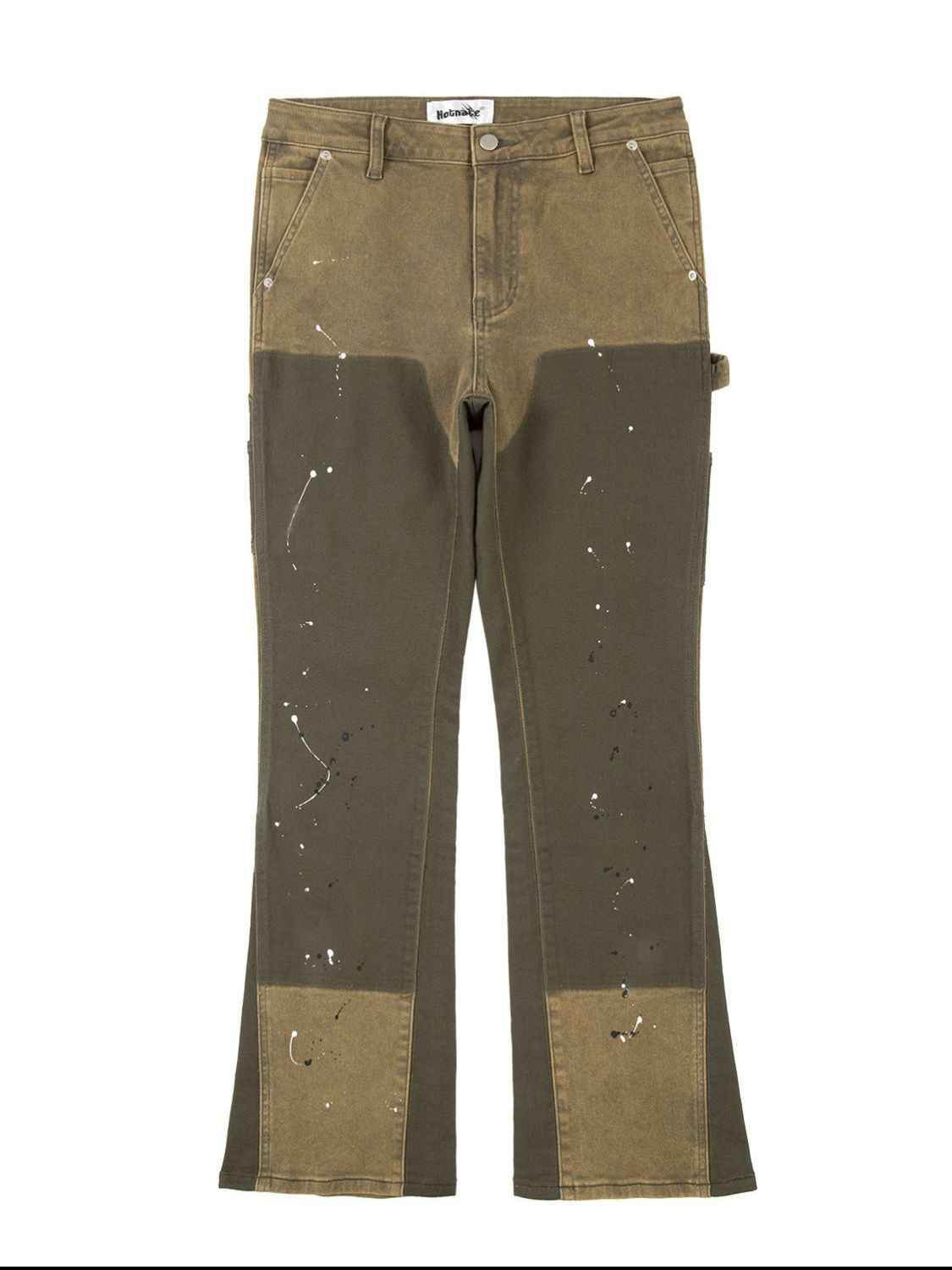 Men's Contrast Washed Bootcut Jeans Army Green for a perfect OOTD – dress to impress outfits from Amexza