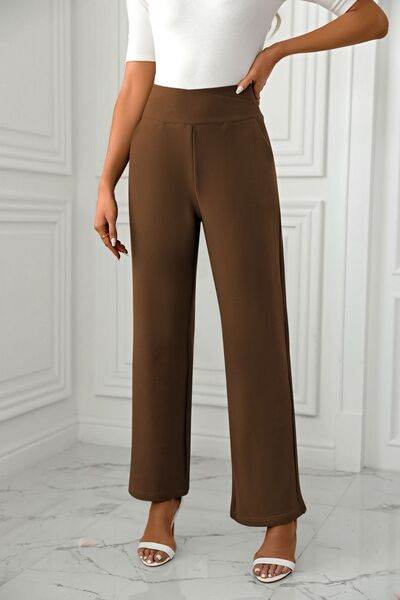 High Waist Straight Leg Pants Brown for a perfect OOTD – dress to impress outfits from Amexza