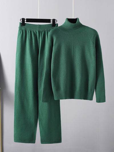 Basic Bae Turtleneck Raglan Sleeve Top and Pants Sweater Set for a perfect OOTD – dress to impress outfits from Amexza