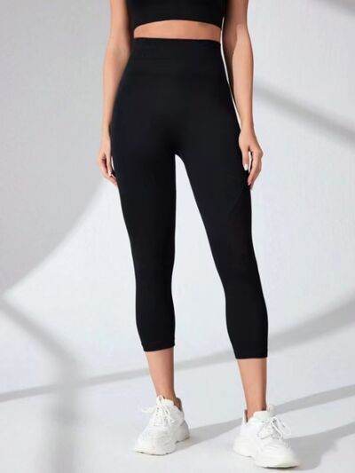 High Waist Cropped Active Leggings - Amexza