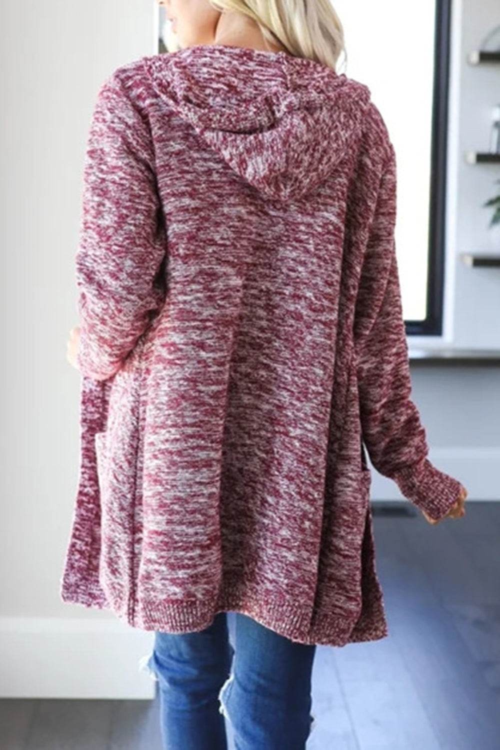 Heathered Open Front Cardigan with Pockets for a perfect OOTD – dress to impress outfits from Amexza