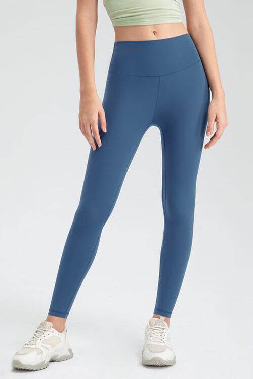 Wide Waistband Slim Fit Active Leggings - Amexza