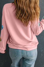 Valentine’s Day Sequin Heart Round Neck Long Sleeve Sweatshirt for a perfect OOTD – dress to impress outfits from Amexza