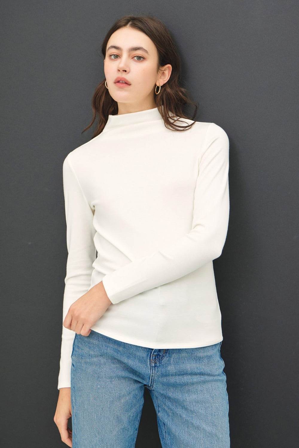 Be Cool Mock Neck Long Sleeve T-Shirt - Amexza