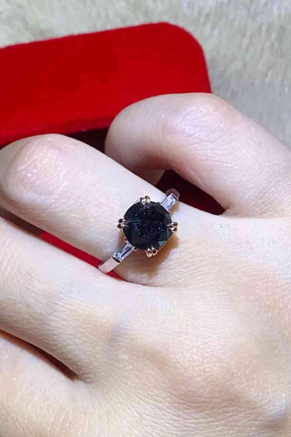 2 Carat Black Moissanite Platinum-Plated Ring for a perfect OOTD – dress to impress outfits from Amexza