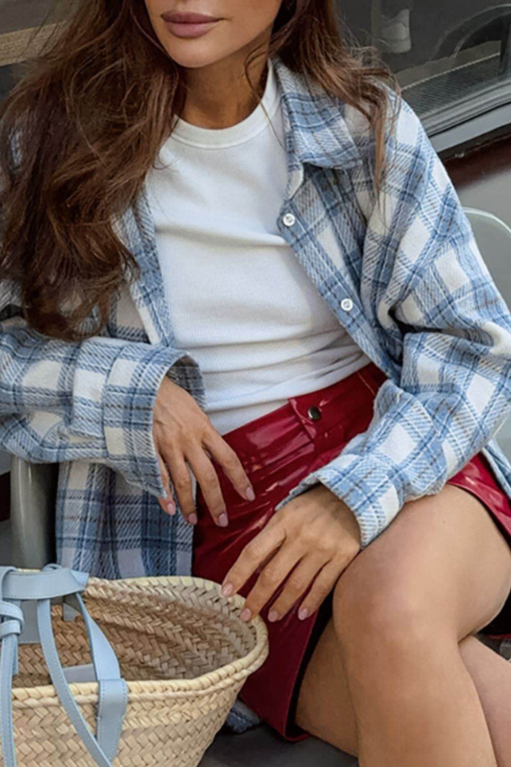 Plaid Button Up Long Sleeve Jacket for a perfect OOTD – dress to impress outfits from Amexza