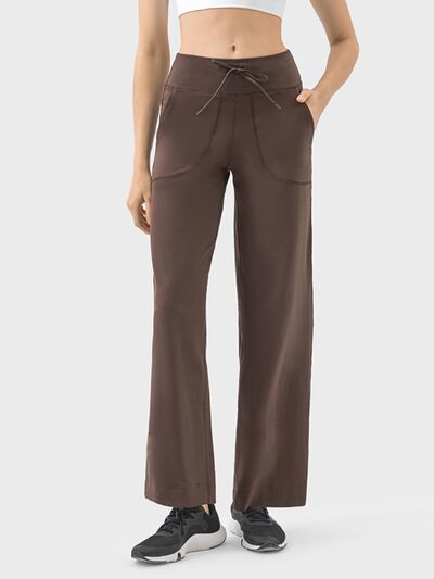 Millennia Drawstring Active Pants with Pockets Mocha for a perfect OOTD – dress to impress outfits from Amexza