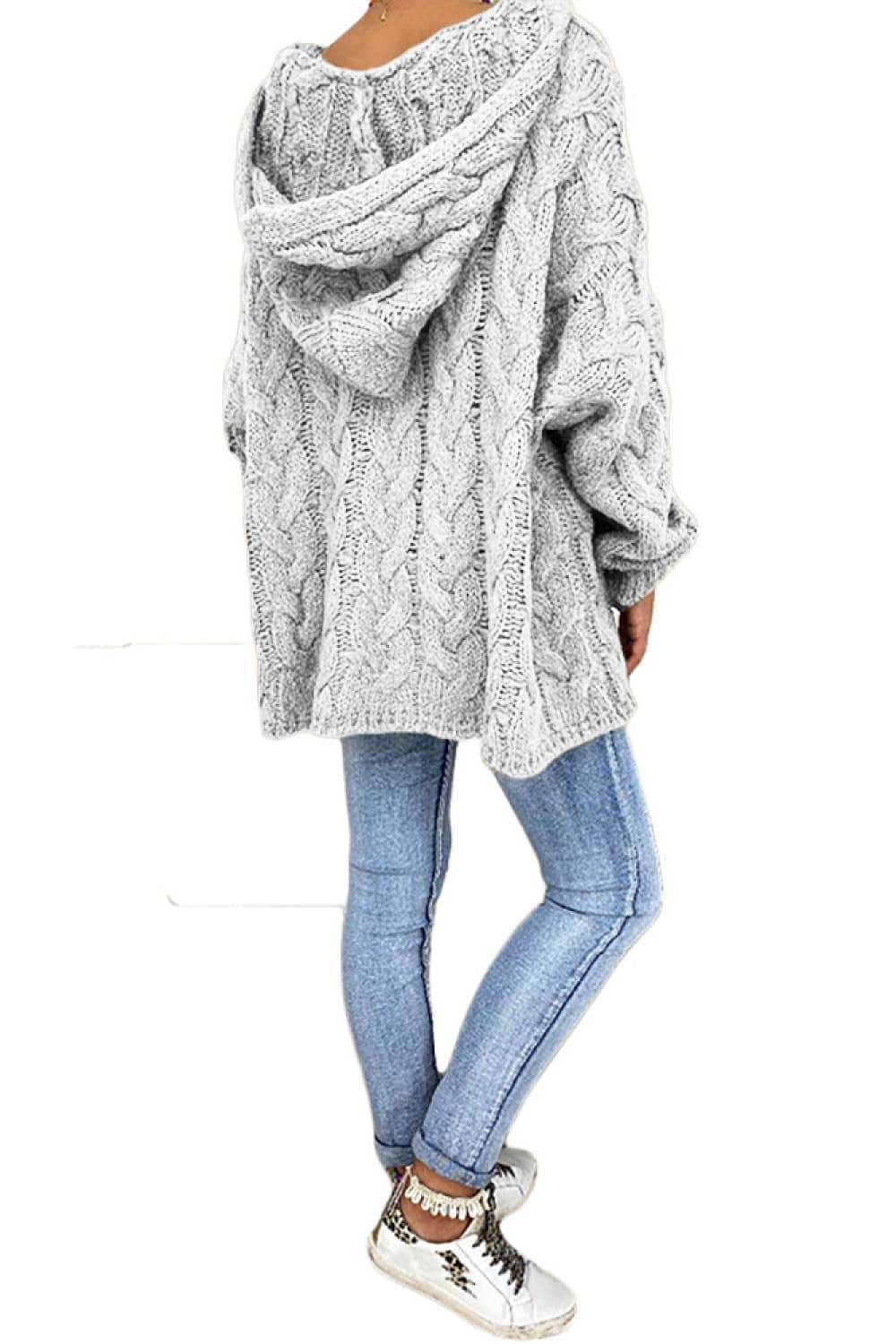 Cable-Knit Hooded Sweater for a perfect OOTD – dress to impress outfits from Amexza