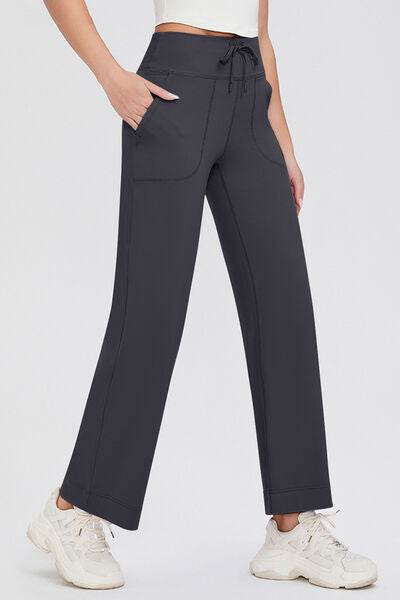 Basic Bae Full Size Drawstring High Waist Pants with Pockets - Amexza