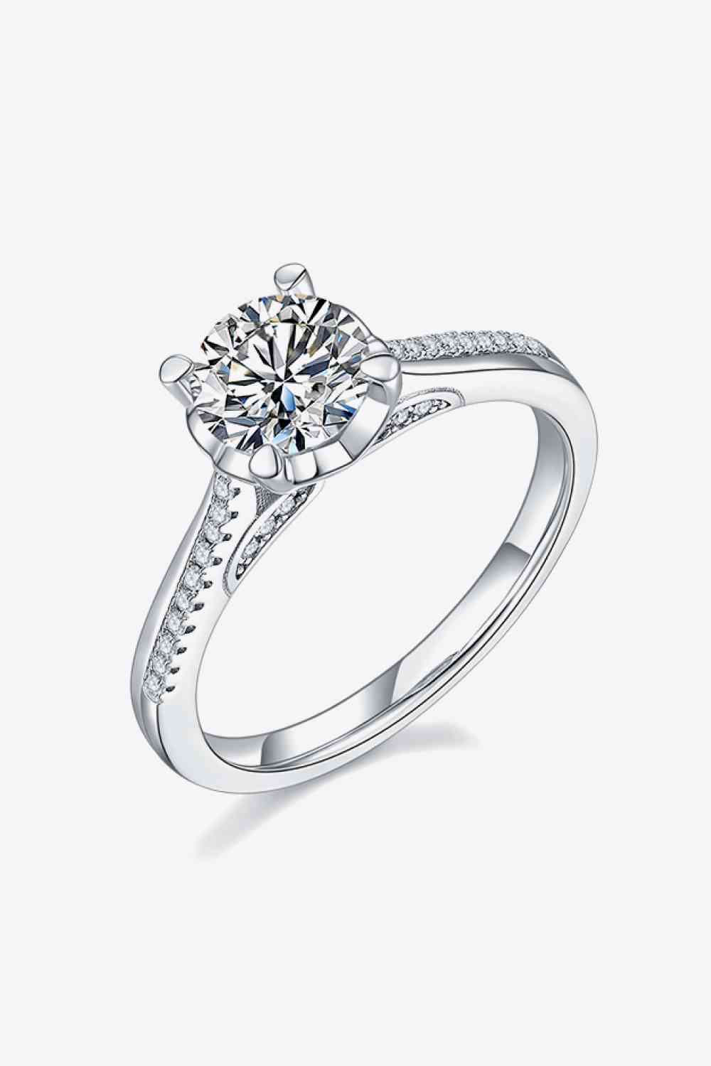 Adored 1 Carat Moissanite 925 Sterling Silver Side Stone Ring Silver for a perfect OOTD – dress to impress outfits from Amexza