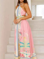 Halter Neck Printed Maxi Dress