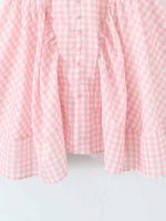 Gingham Ruffle Mini Dress with Lace Trim
