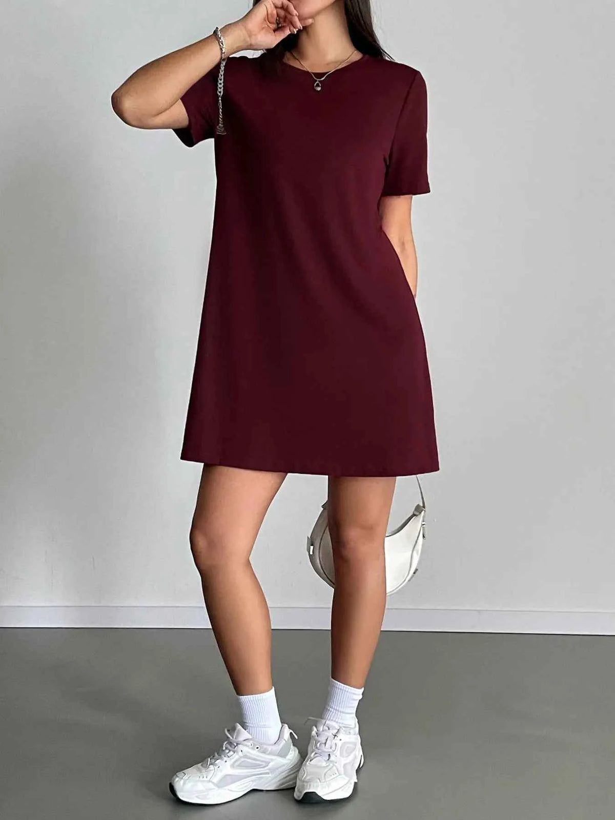 Round Neck Short Sleeve T-Shirt Dress