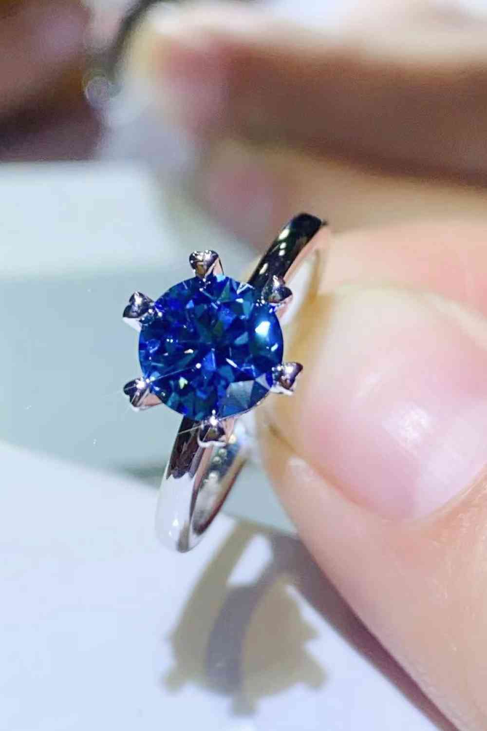 1 Carat Moissanite 6-Prong Solitaire Ring Blue for a perfect OOTD – dress to impress outfits from Amexza