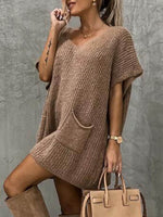 Short Sleeve Sweater Dress with Pockets for a perfect OOTD – dress to impress outfits from Amexza