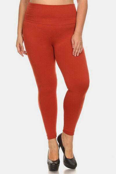 Yelete Full Size Seamless High Waist Fleece Leggings - Amexza