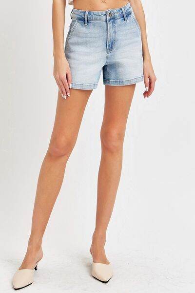 Risen Full Size High Rise Denim Shorts for a perfect OOTD – dress to impress outfits from Amexza