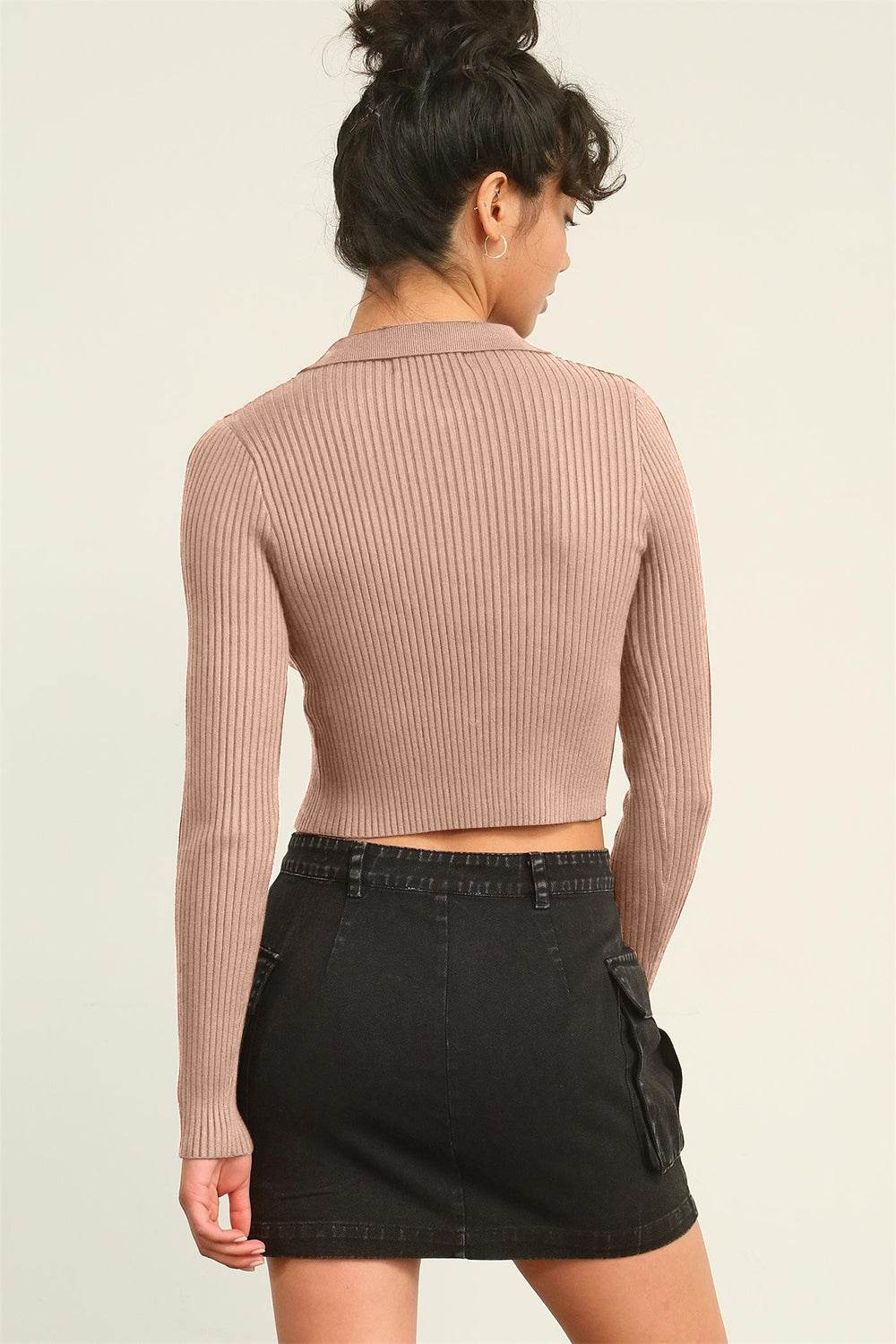 HYFVE Ribbed Double Zip Cropped Cardigan - Amexza