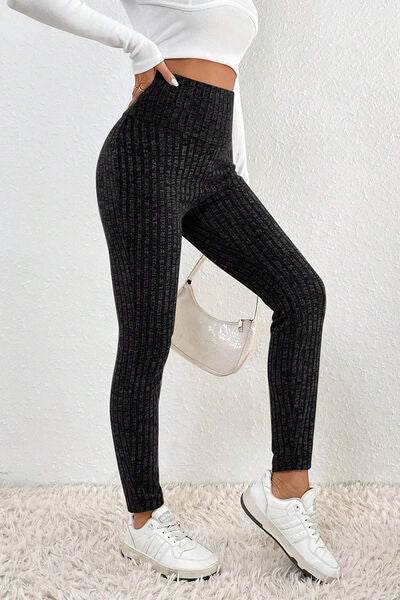 Ribbed High Waist Leggings - Amexza