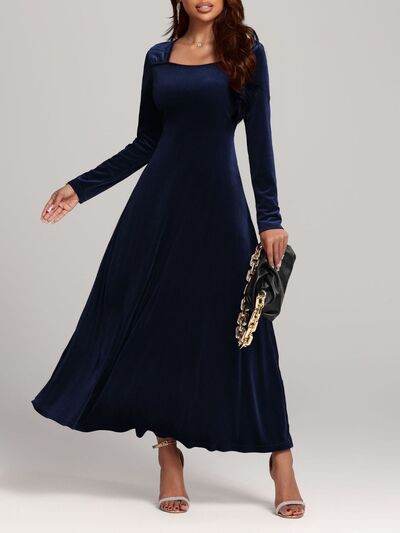 Square Neck Long Sleeve Velvet Dress for a perfect OOTD – dress to impress outfits from Amexza