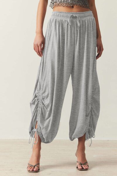 Drawstring Ruched Pants Gray for a perfect OOTD – dress to impress outfits from Amexza