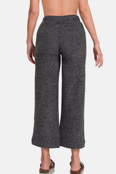 Zenana Drawstring Hacci Cropped Pants - Amexza