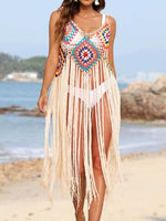 Fringe Spaghetti Strap Cover-Up Sand One Size for a perfect OOTD – dress to impress outfits from Amexza