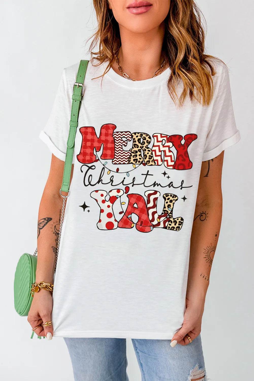 Letter Graphic Round Neck Short Sleeve T-Shirt for a perfect OOTD – dress to impress outfits from Amexza