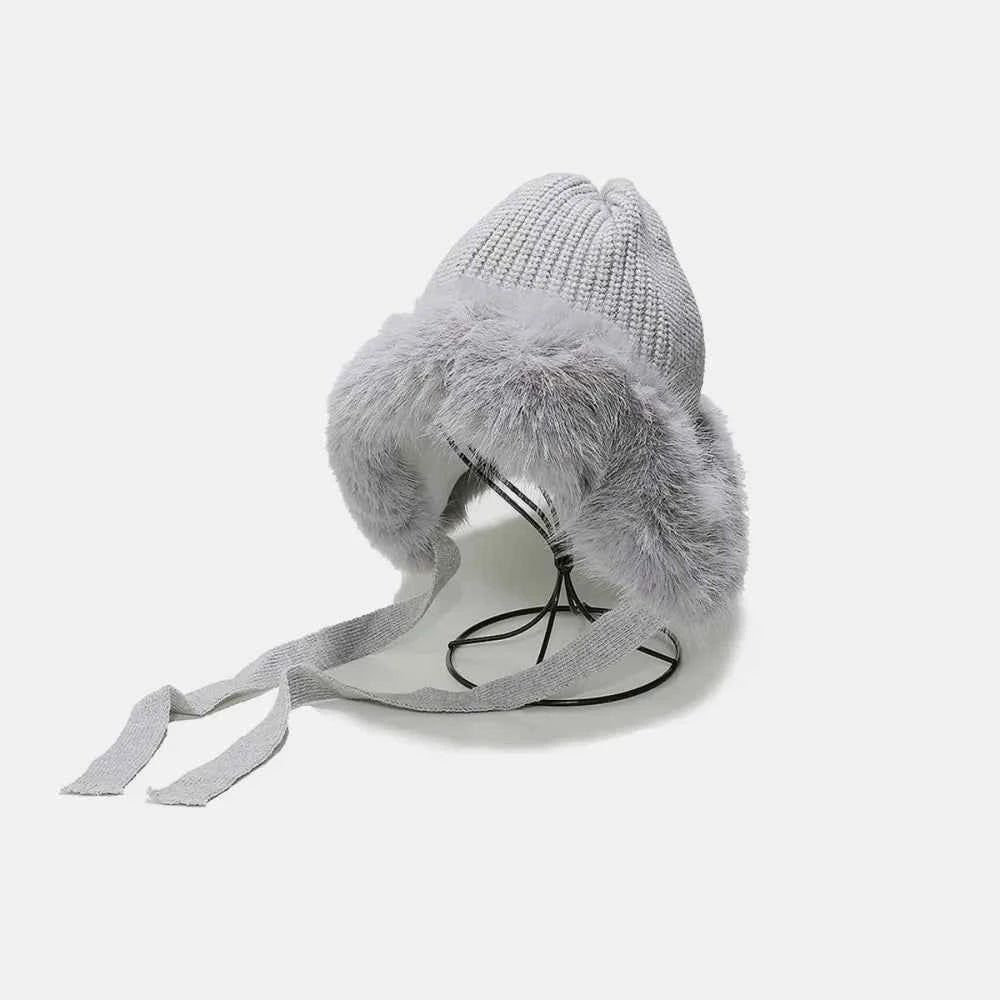 Thermal Tied Fuzzy Winter Hat Gray One Size for a perfect OOTD – dress to impress outfits from Amexza
