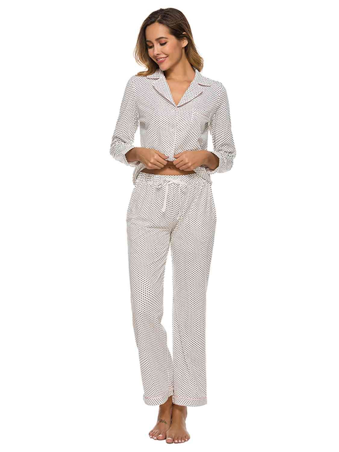 Collared Neck Loungewear Set with Pocket for a perfect OOTD – dress to impress outfits from Amexza