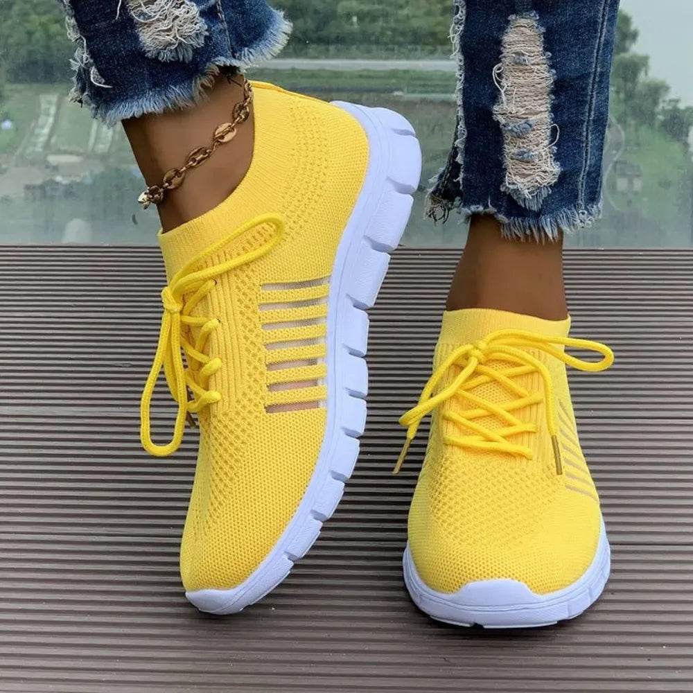 Breathable Mesh Round Toe Athletic Yellow for a perfect OOTD – dress to impress outfits from Amexza