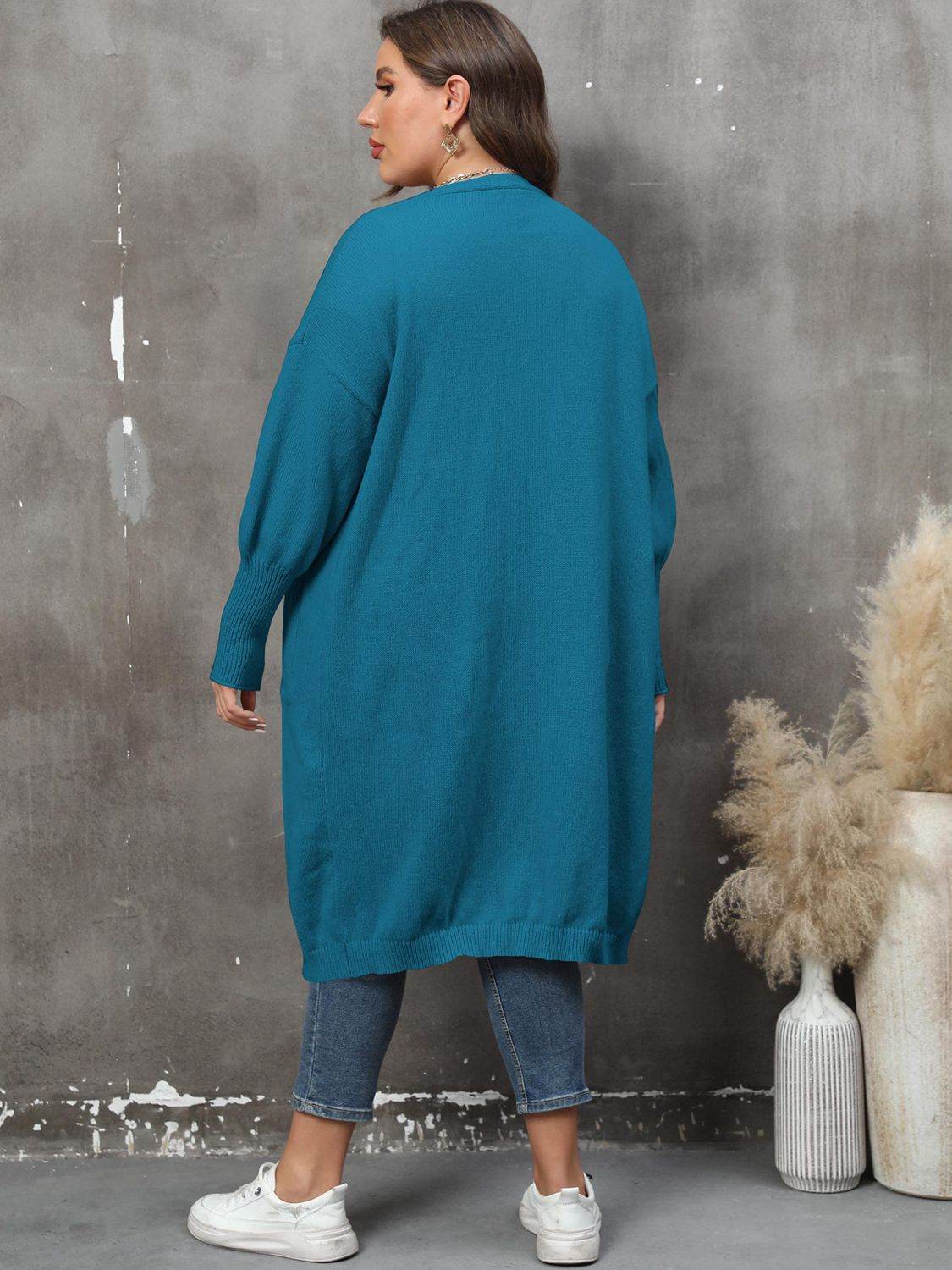 Plus Size Long Sleeve Pocketed Cardigan for a perfect OOTD – dress to impress outfits from Amexza