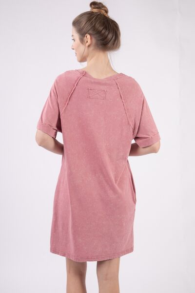 VERY J Washed Round Neck Mini Tee Dress for a perfect OOTD – dress to impress outfits from Amexza