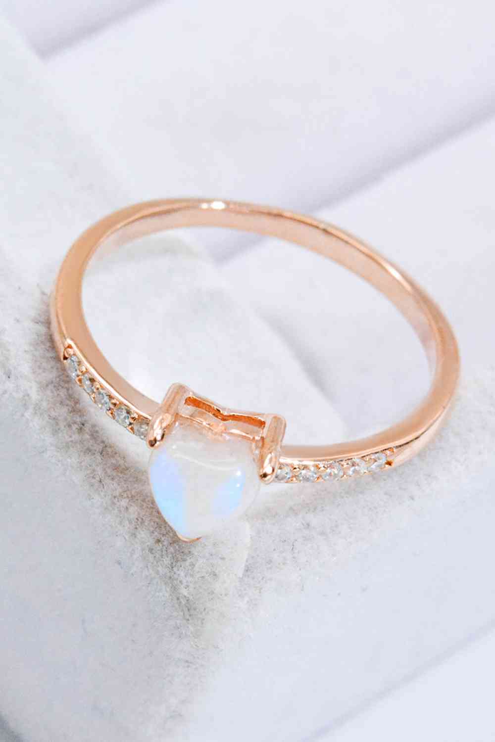 Natural Moonstone Heart 18K Rose Gold-Plated Ring for a perfect OOTD – dress to impress outfits from Amexza