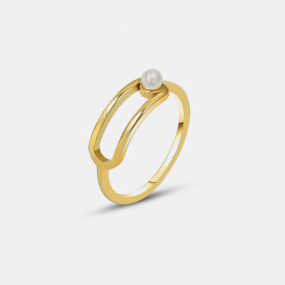 Synthetic Pearl Titanium Steel Ring Gold 7 for a perfect OOTD – dress to impress outfits from Amexza