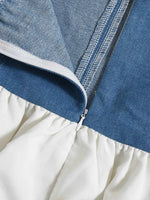 Halter Deep V-Neck Color Block Mini Dress