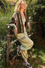 POL Cable-Knit Plaid V-Neck Button Up Cardigan - Amexza