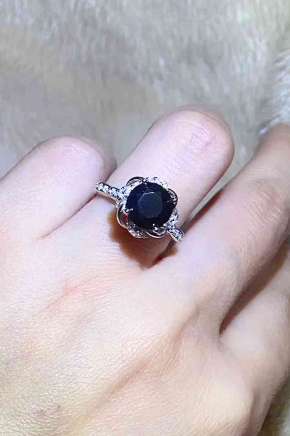 2 Carat Black Moissanite Floral Ring Black for a perfect OOTD – dress to impress outfits from Amexza